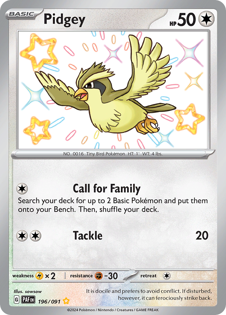 Paldean Fates Pidgey #196/91